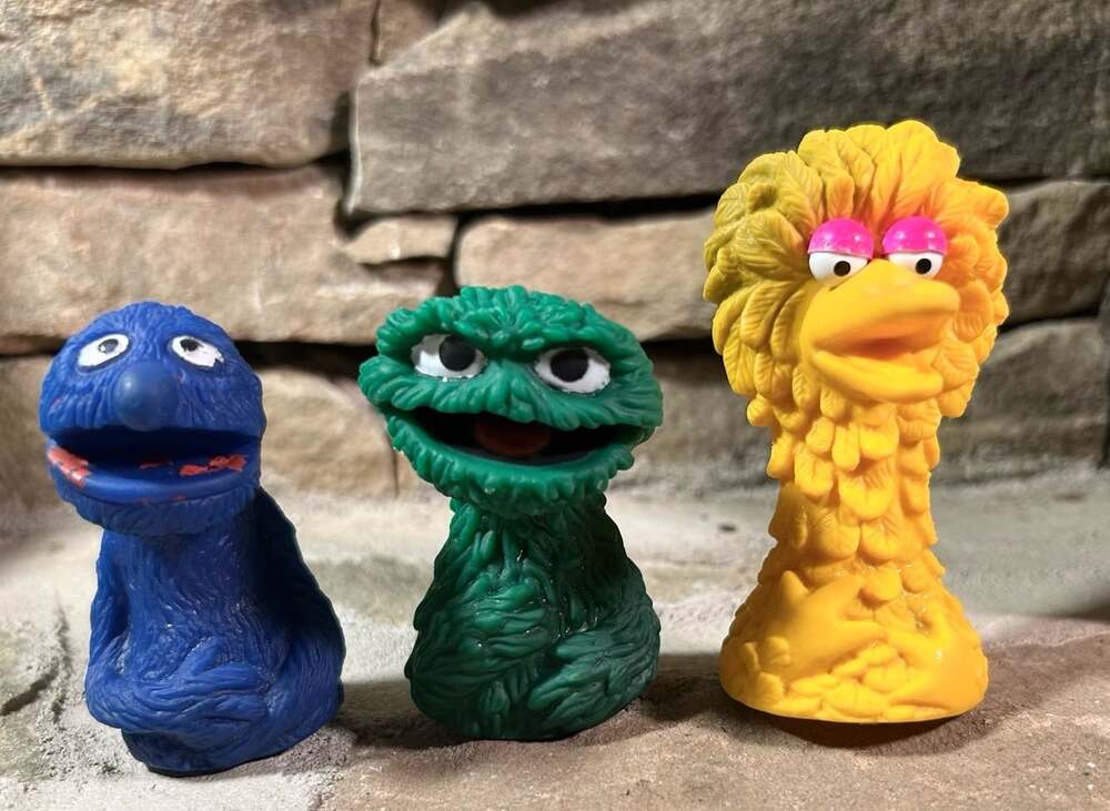 Vintage 1970's SESAME STREET Oscar The Grouch, Grover & Big Bird Finger Puppets